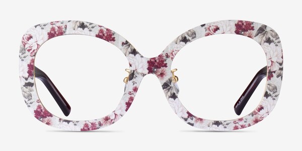 Paeonia Red Floral Acétate Montures de lunettes de vue