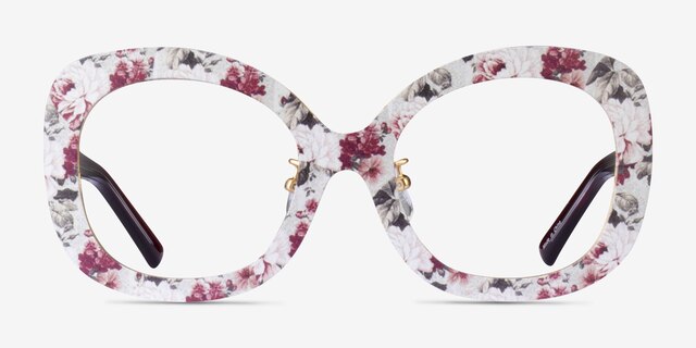 Paeonia Red Floral AcetateEyeglass Frames from EyeBuyDirect, Front View