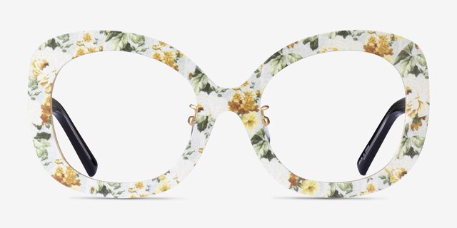 Paeonia Yellow Floral AcetateEyeglass Frames from EyeBuyDirect, Front View