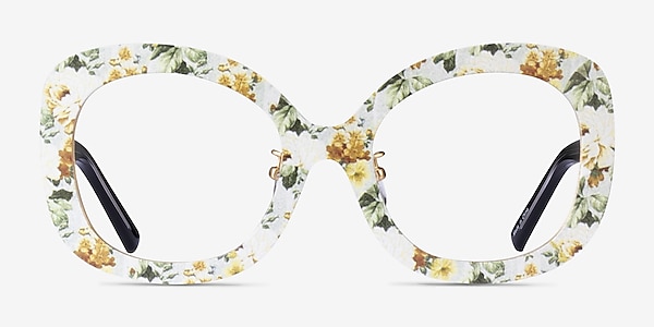 Paeonia Yellow Floral Acétate Montures de lunettes de vue