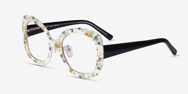 Paeonia Yellow Floral AcetateEyeglass Frames from EyeBuyDirect, Angle View