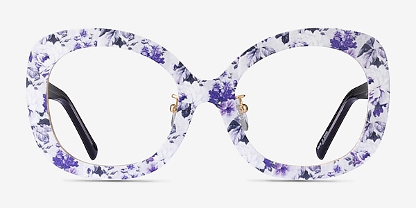 Paeonia Purple Floral Acétate Montures de lunettes de vue