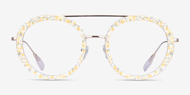 Plumeria Yellow Floral AcetateEyeglass Frames from EyeBuyDirect, Front View