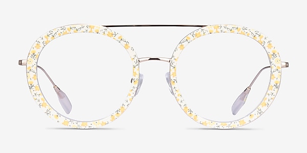 Plumeria Yellow Floral Acetate Eyeglass Frames