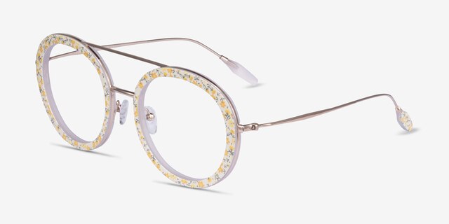 Plumeria Yellow Floral AcetateEyeglass Frames from EyeBuyDirect, Angle View