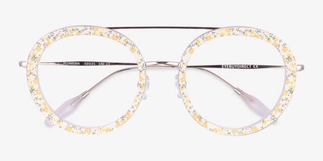 Plumeria Yellow Floral AcetateEyeglass Frames from EyeBuyDirect, Closed View