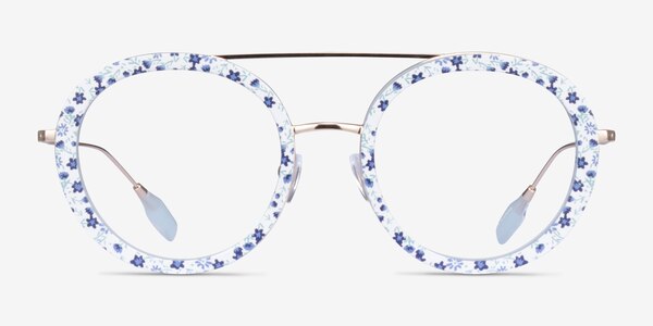 Plumeria Blue Floral Acétate Montures de lunettes de vue