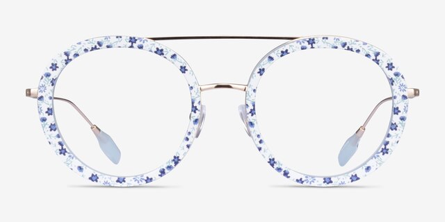 Plumeria Blue Floral AcetateEyeglass Frames from EyeBuyDirect, Front View