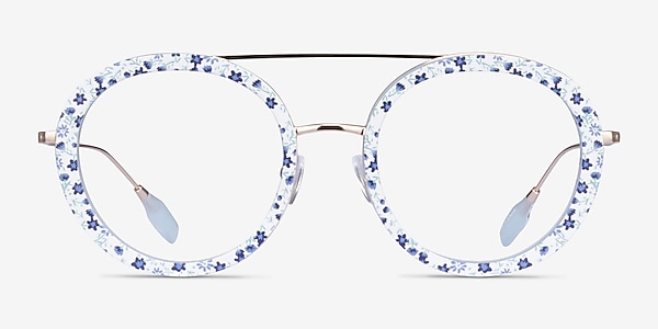 Plumeria Blue Floral Acetate Eyeglass Frames