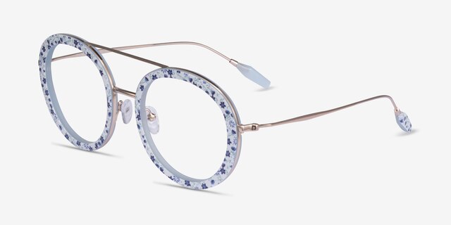 Plumeria Blue Floral AcetateEyeglass Frames from EyeBuyDirect, Angle View