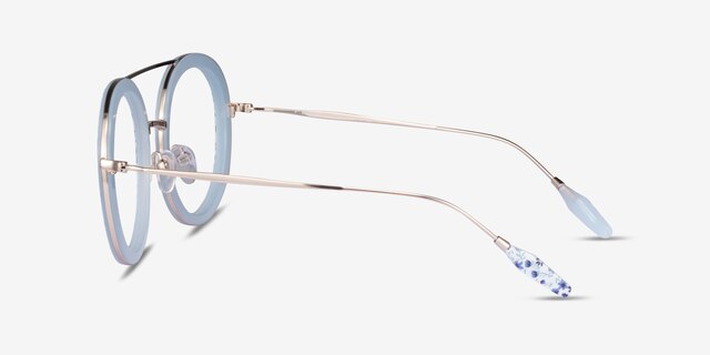 Plumeria Blue Floral AcetateEyeglass Frames from EyeBuyDirect, Side View