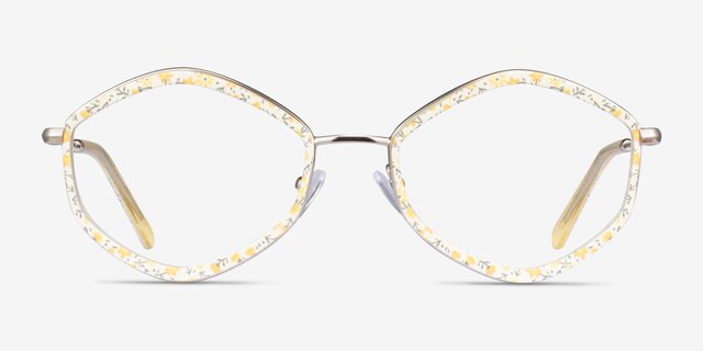 Folium Yellow Floral AcetateEyeglass Frames from EyeBuyDirect, Front View