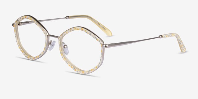 Folium Yellow Floral AcetateEyeglass Frames from EyeBuyDirect, Angle View