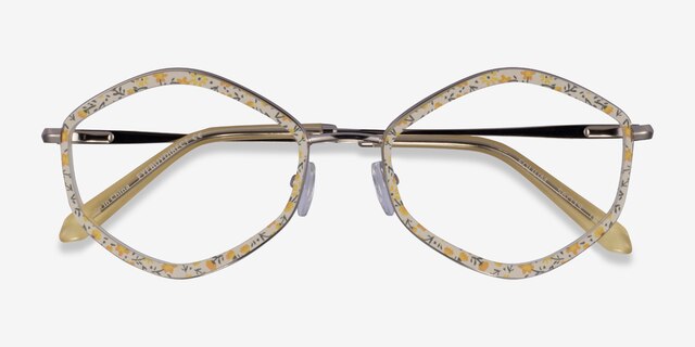 Folium Yellow Floral AcetateEyeglass Frames from EyeBuyDirect, Closed View