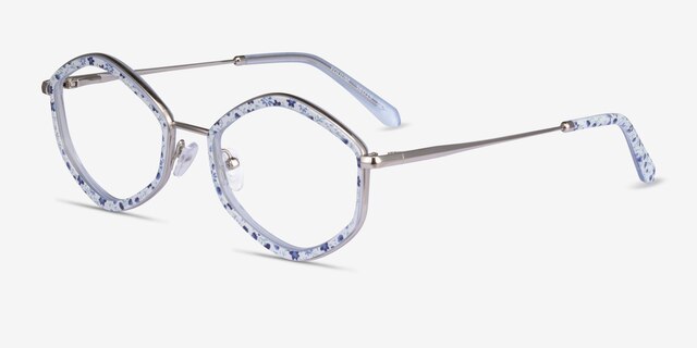Folium Blue Floral AcetateEyeglass Frames from EyeBuyDirect, Angle View