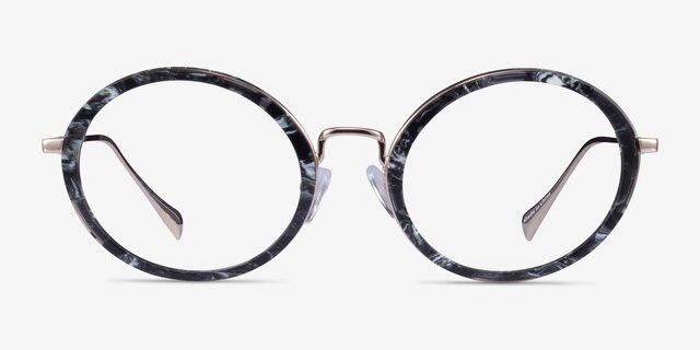 Cybele Gray Floral Gold AcetateEyeglass Frames from EyeBuyDirect, Front View