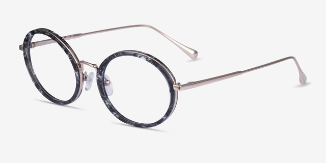 Cybele Gray Floral Gold AcetateEyeglass Frames from EyeBuyDirect, Angle View