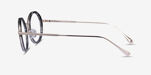 Cybele Gray Floral Gold AcetateEyeglass Frames from EyeBuyDirect, Side View