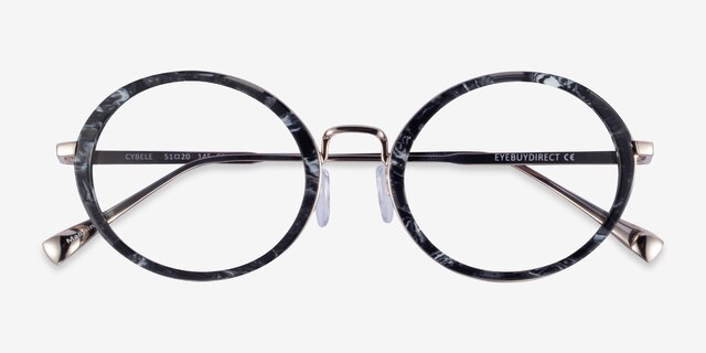 Cybele Gray Floral Gold AcetateEyeglass Frames from EyeBuyDirect, Closed View