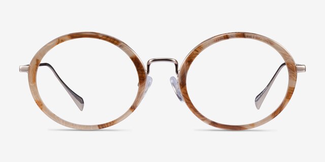 Cybele Brown Floral Gold AcetateEyeglass Frames from EyeBuyDirect, Front View