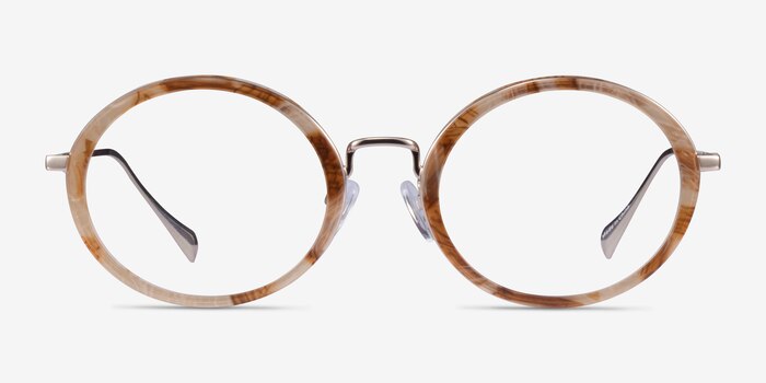 Cybele Brown Floral Gold Acetate Eyeglass Frames from EyeBuyDirect