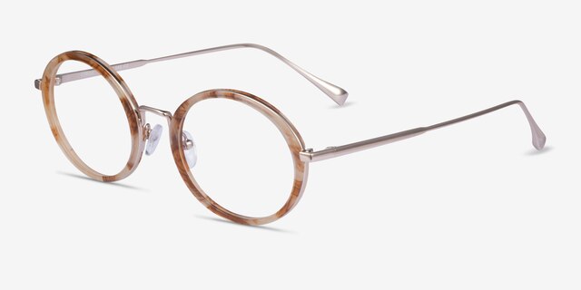 Cybele Brown Floral Gold AcetateEyeglass Frames from EyeBuyDirect, Angle View