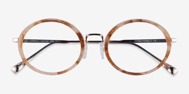 Cybele Brown Floral Gold AcetateEyeglass Frames from EyeBuyDirect, Closed View