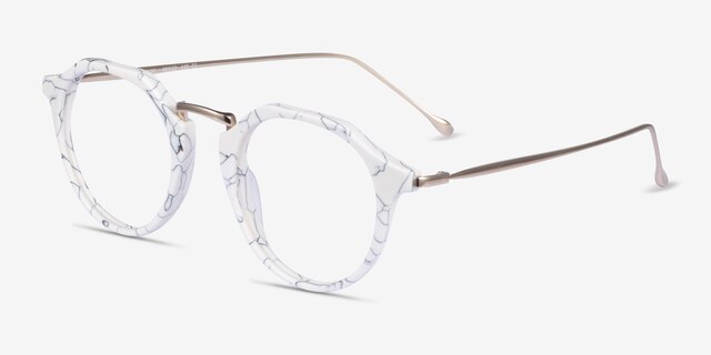 Phoebe Black White AcetateEyeglass Frames from EyeBuyDirect, Angle View