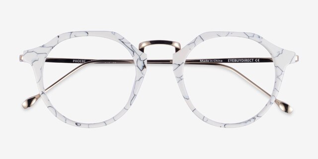 Phoebe Black White AcetateEyeglass Frames from EyeBuyDirect, Closed View