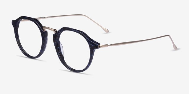 Phoebe Blue Floral AcetateEyeglass Frames from EyeBuyDirect, Angle View