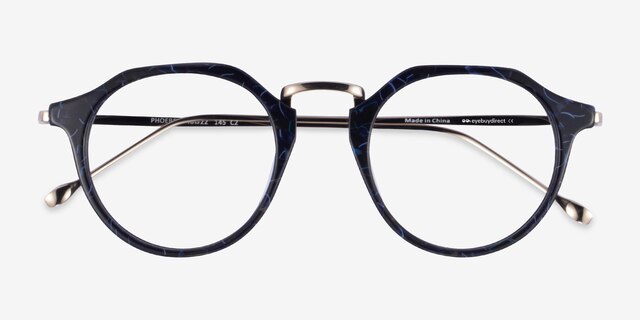 Phoebe Blue Floral AcetateEyeglass Frames from EyeBuyDirect, Closed View