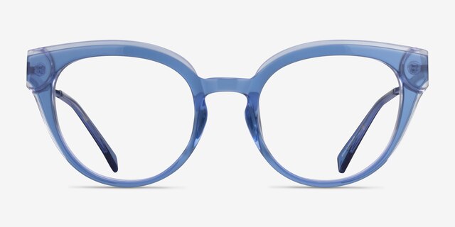 Swerve Clear Blue AcetateEyeglass Frames from EyeBuyDirect, Front View