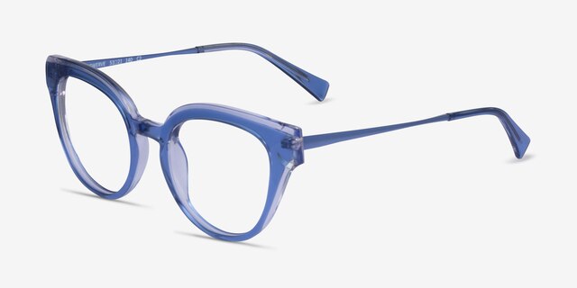 Swerve Clear Blue AcetateEyeglass Frames from EyeBuyDirect, Angle View
