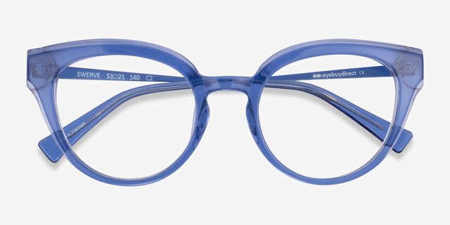 Swerve Clear Blue AcetateEyeglass Frames from EyeBuyDirect, Closed View