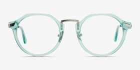 Yates Clear Green Acétate Montures de lunettes de vue d'EyeBuyDirect, Vue de Face