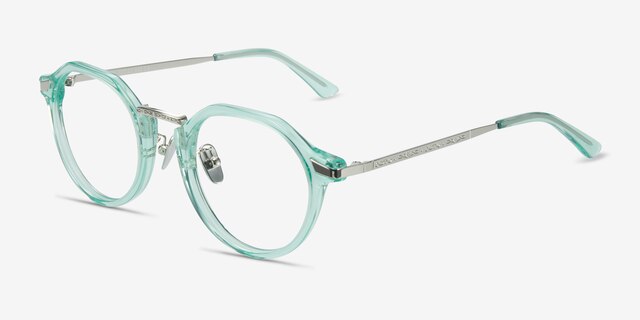 Yates Clear Green AcetateEyeglass Frames from EyeBuyDirect, Angle View