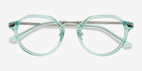 Yates Clear Green Acétate Montures de lunettes de vue d'EyeBuyDirect, Vue Rapprochée