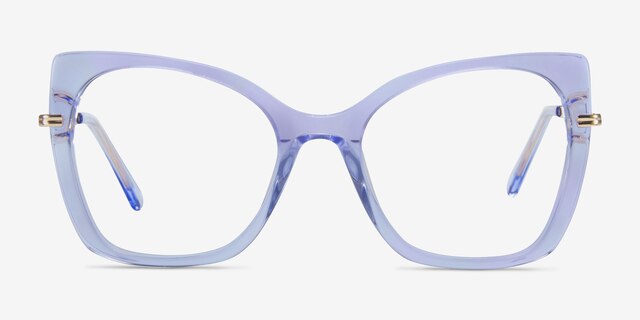 Delancey Clear Blue Purple AcetateEyeglass Frames from EyeBuyDirect, Front View