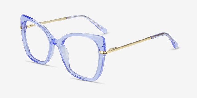 Delancey Clear Blue Purple AcetateEyeglass Frames from EyeBuyDirect, Angle View