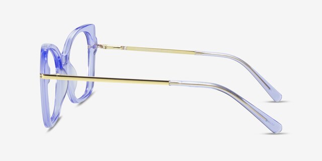 Delancey Clear Blue Purple AcetateEyeglass Frames from EyeBuyDirect, Side View