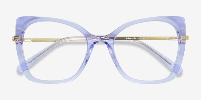 Delancey Clear Blue Purple AcetateEyeglass Frames from EyeBuyDirect, Closed View