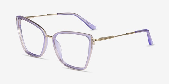Jacqueline Clear Blue Purple AcetateEyeglass Frames from EyeBuyDirect, Angle View