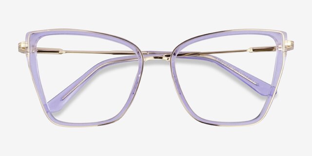 Jacqueline Clear Blue Purple AcetateEyeglass Frames from EyeBuyDirect, Closed View
