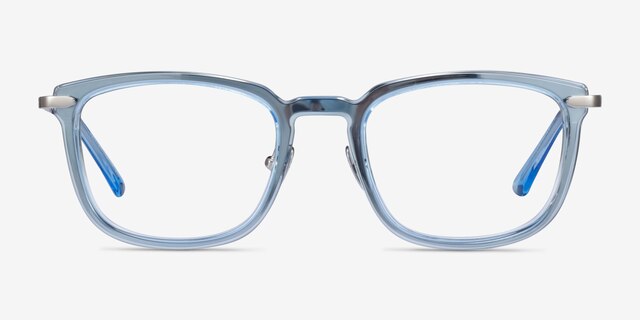 Clayton Clear Blue AcetateEyeglass Frames from EyeBuyDirect, Front View