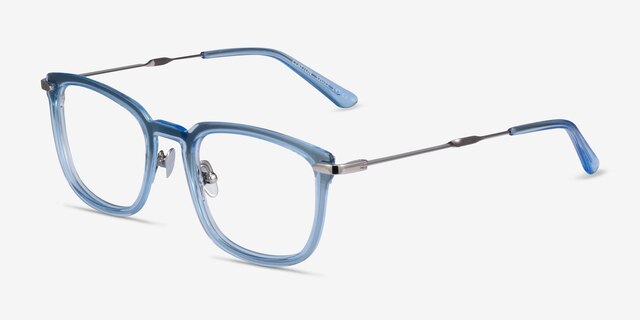Clayton Clear Blue AcetateEyeglass Frames from EyeBuyDirect, Angle View