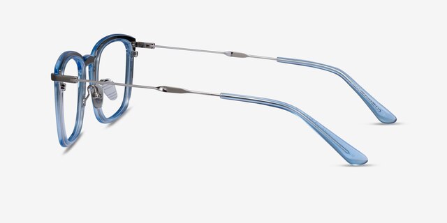 Clayton Clear Blue AcetateEyeglass Frames from EyeBuyDirect, Side View