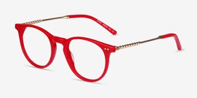Volta Rouge Acétate Montures de lunettes de vue d'EyeBuyDirect, Vue d'Angle