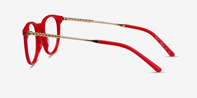 Volta Red AcetateEyeglass Frames from EyeBuyDirect, Side View