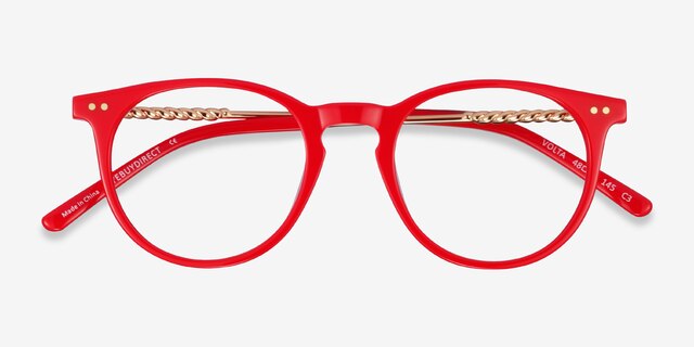 Volta Red AcetateEyeglass Frames from EyeBuyDirect, Closed View