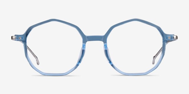 Carmelo Clear Blue AcetateEyeglass Frames from EyeBuyDirect, Front View
